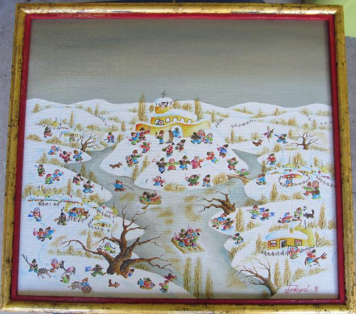 WHIMSICAL ORIGINAL OIL PAINTING  