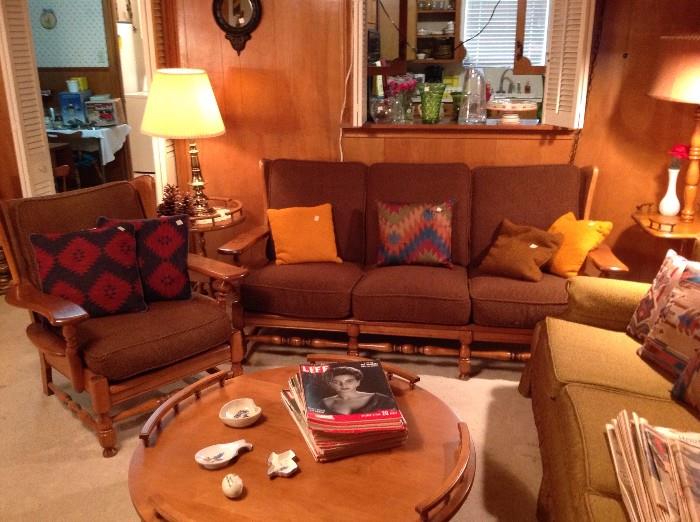 Matching upholstered sofa and chair