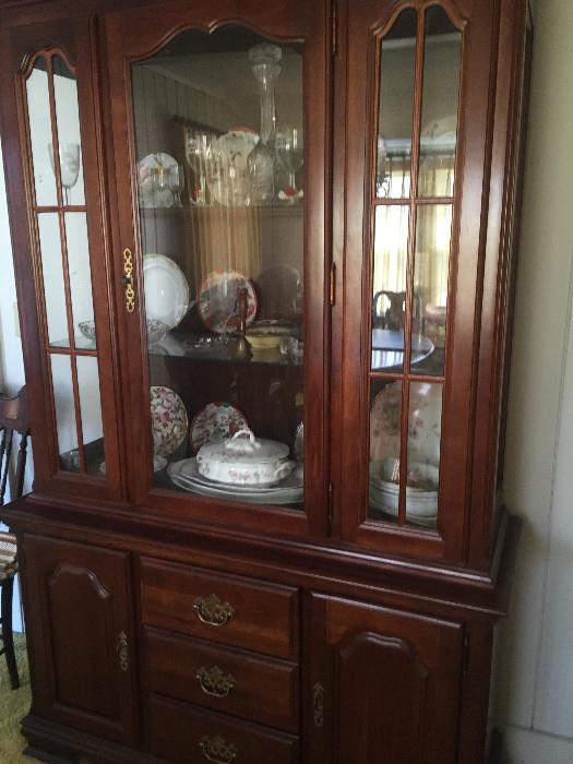 Lovely china cabinet. Updated pics of contents to be posted, contents of cabinet have sold but not all 