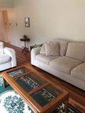 Transitional Couch - matching set, and wood/glass coffee table