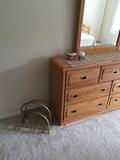 Dresser with mirror, magazine rack