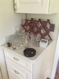 Leather wine rack and barware