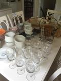 Glassware, ceramic ware, dessert plates