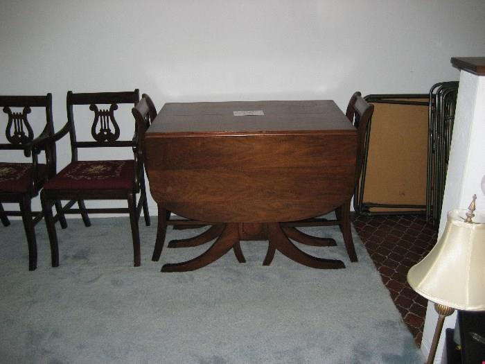 Duncan Phyfe Drop Leaf Table and Chairs