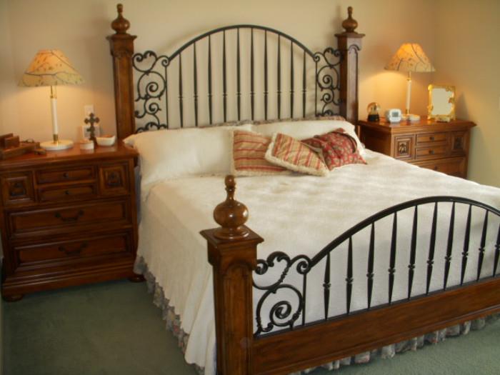 Stanley Furniture Company King size bed with matching side chests