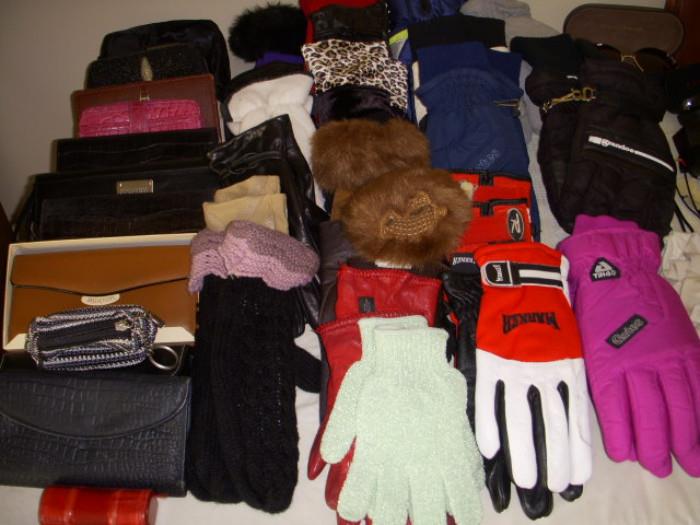 Assorted wallets and gloves