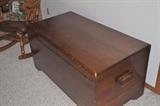 Old wooden blanket trunk c. 1940s made by inmates at the Monroe Correctional Facility (prison).