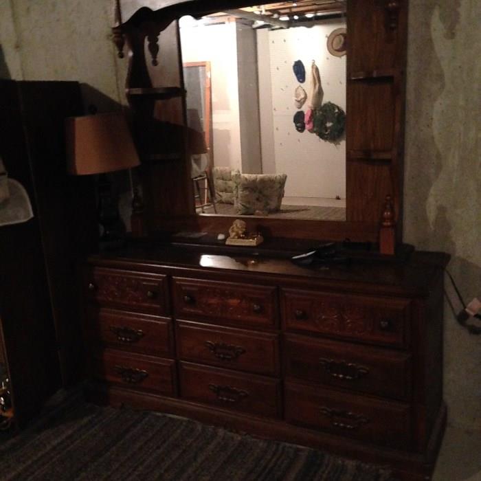 basement dresser  with mirror 64 x 18 x 80