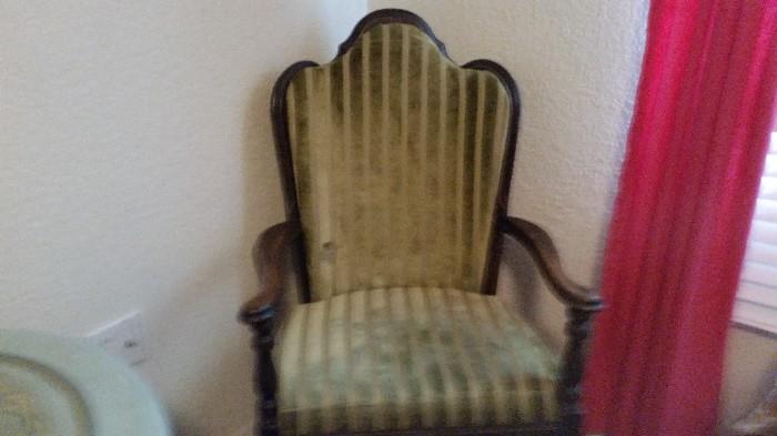 Antique re-upholstery Chair, Green 