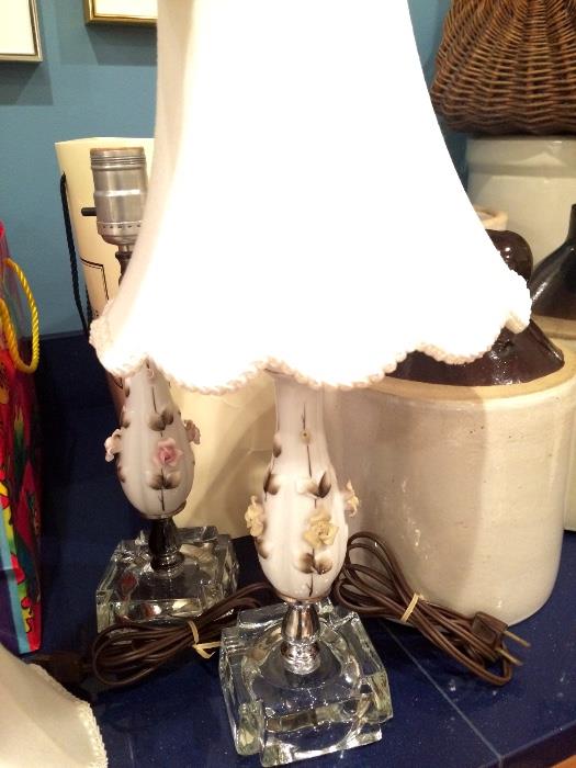 Vintage Lamps with Crystal Bases