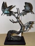 BRONZE STATUE of HUMMINGBIRDS