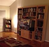 Entertainment center is 3 separate pieces.

Collectible books (great selection of worldly non-fiction titles).