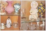China decor and figurines. Cut & pressed glass items