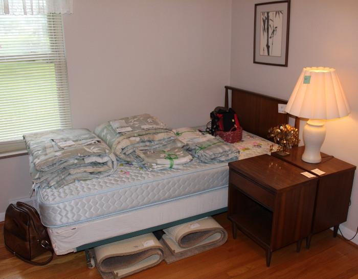 Twin bed, mattress and box spring, pair night stands