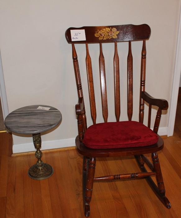 Rocking chair and pedestal table