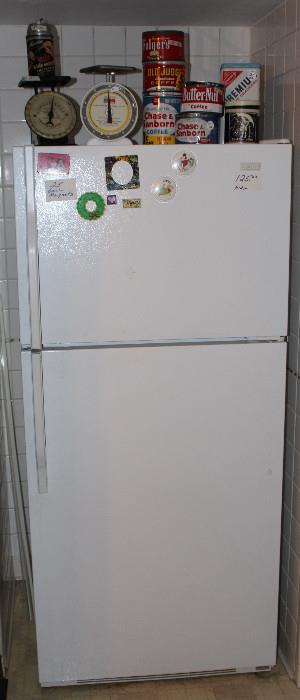 Refrigerator, tins and scales