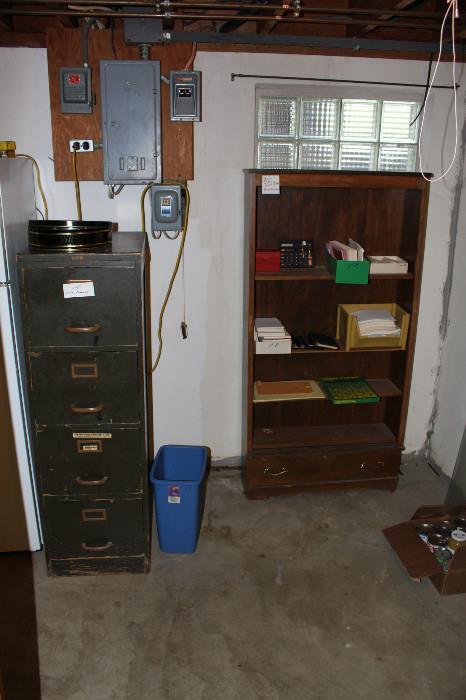 Wood file cabinet  and book case