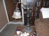 Beautiful solid bronze or brass lamp with original glass shade.