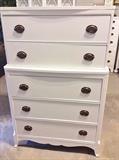 Duncan Phyfe Chest on Chest of Drawers
Color - White (Lightly Distressed)
Dimensions - 34 1/2"L x 19"D x 53"H