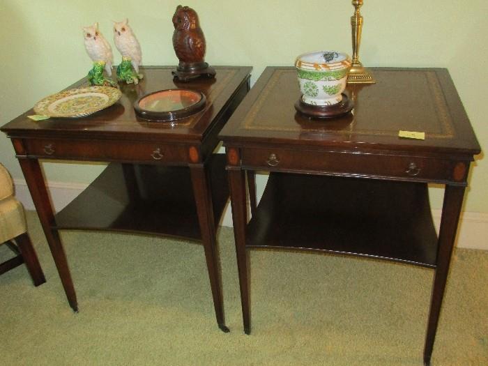 pair end tables leather tops