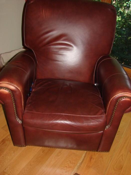 Nice leather chair with brass stud accent by Bradington Young