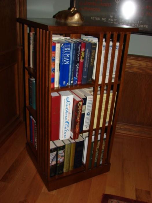 Book shelves or nick-nack shelves table swivel base by Stickley.