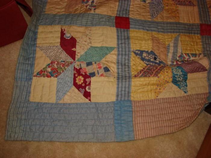 handmade star quilt very old great shape.