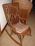 Primitave wicker childs rocking chair handmade