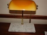 Desk lamp with marble base.