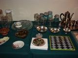 Mason Ball green glass jar with ceramic lids. Cheese trays Tea set by Onoida