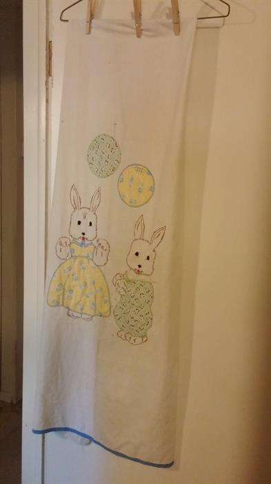 Bunny baby blanket and other vintage linens
