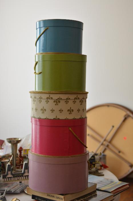Hat boxes Pink one is by Schaparelli