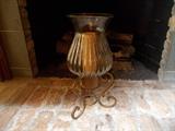 Glass/Iron Candleholder - 21" Tall - Nice on the Hearth!!