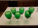 Set of 6 Green/Clear Glasses - looks great on a table!!!!