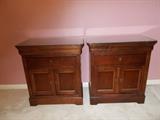 Pair of Reproduction Mahogany Night Stands - matches Armoire - glass tops - 2 drawers - 2 doors on bottom - will be sold as a pair!!!!  OWNER IS KEEPING - NOT FOR SALE!!!!!!!!!