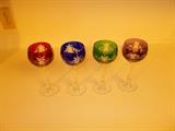 Set of 4 Long Stemmed Glasses - Red, Blue, Green, Purple - PRETTY Set!!!!!!