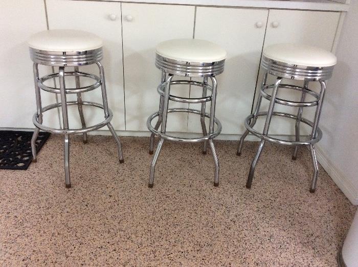 Nice set 3 chrome bar stools 