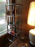 Chrome & glass modern/contemporary square tall shelf. 