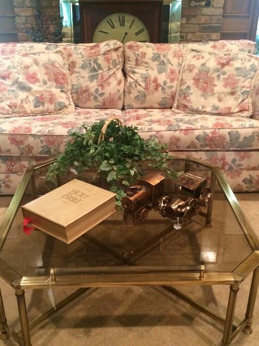 Brass & glass coffee table