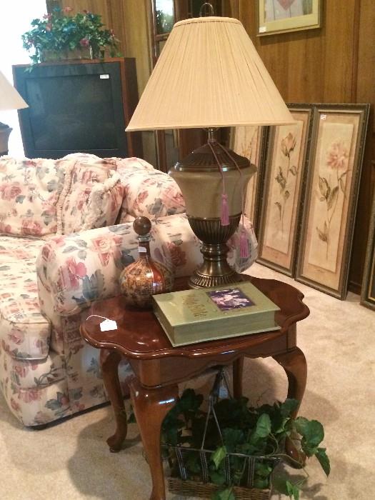 One of two matching end tables & matching lamps