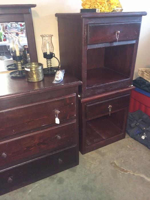 Stacked nightstands match the dresser & chest.