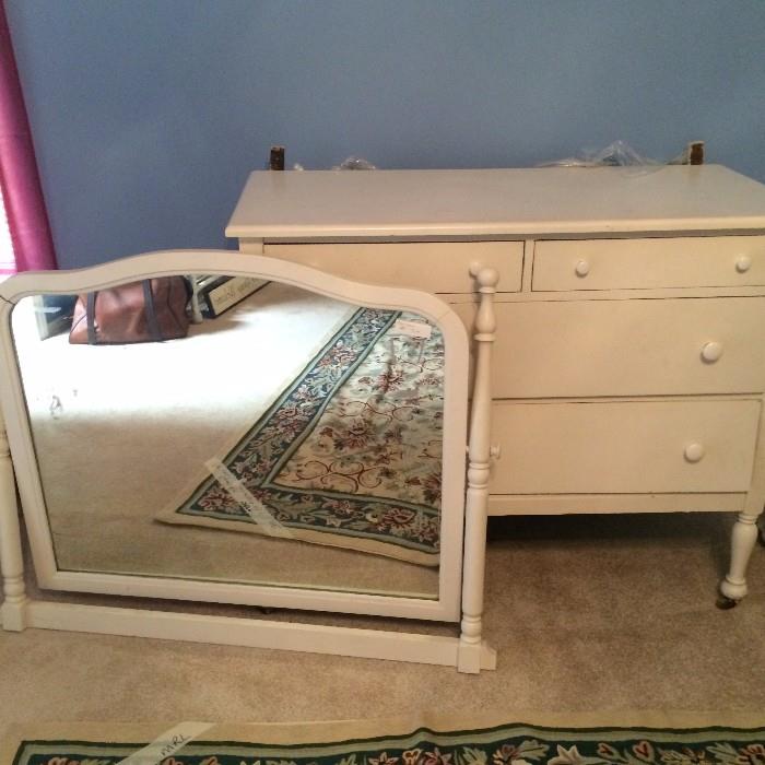 Antique dresser & swivel mirror