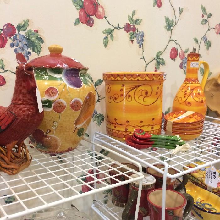 Brightly colored decorative items for the kitchen