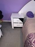 CONTEMPORARY // MODERN BLACK AND WHITE FULL SIZE BEDROOM SET ( BED, NIGHTSTANDS, DRESSER WITH MIRROR AND ARMOIR)