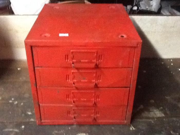 4 drawer red metal toolbox/price includes contents