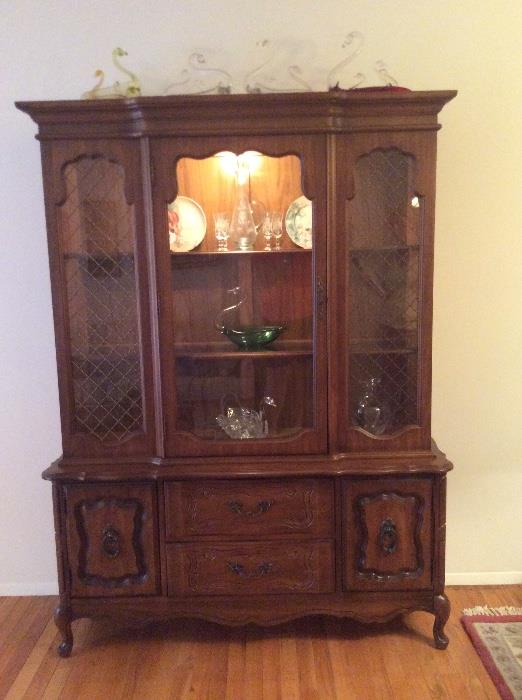 Bassett French Provincial lighted China Cabinet.
