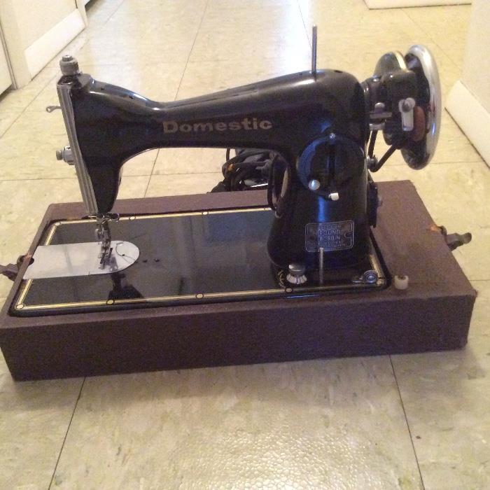 Antique Domestic Sewing Machine with Case.