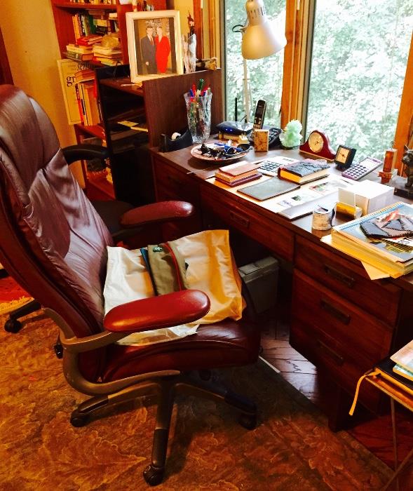 Mid-century desk, office chair