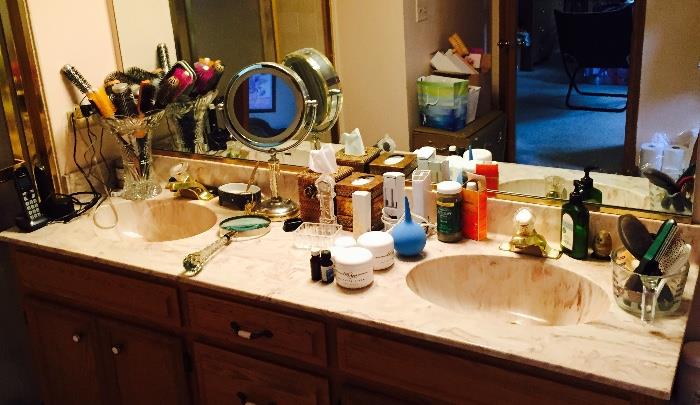 Bathroom and professional hair products...