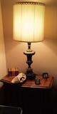 Pair bedside tables and lamps